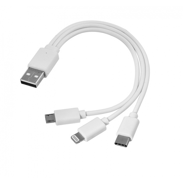 Kabel USB 3w1 micro USB + USB typ C + Lightning