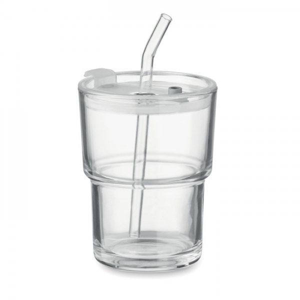 Szklany kubek ze słomką 400ml