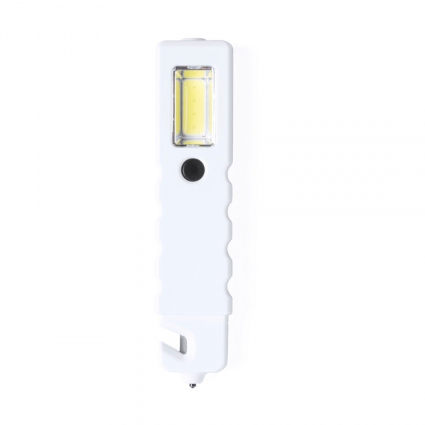 Latarka bezpieczeństwa 4 COB i 1 LED, przecinak do pasów, młotek bezpieczeństwa