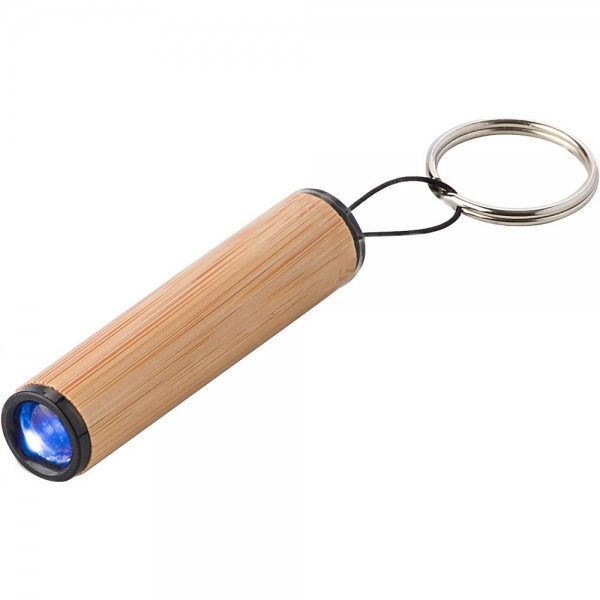 Bambusowy brelok do kluczy, lampka LED