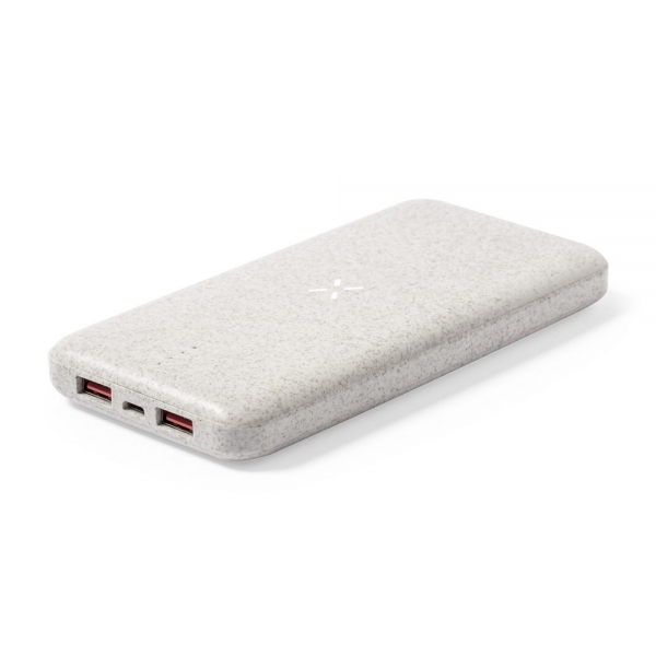 Bezprzewodowy power bank 8000 mAh ze słomy pszenicznej, ładowarka bezprzewodowa 10W