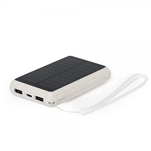 Power bank 5000 mAh ze słomy pszenicznej, ładowarka słoneczna