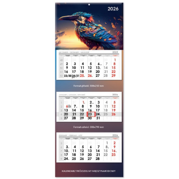 Kalendarz trójdzielny wypukły międzynarodowy