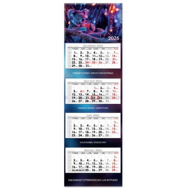 Kalendarz czterodzielny LUX wypukły