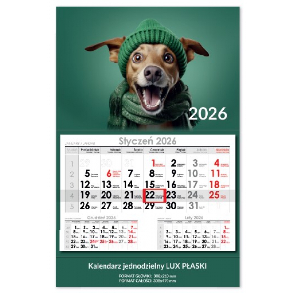 Kalendarz jednodzielny płaski